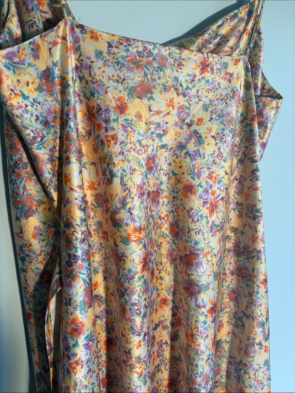 Dynamite Yellow Floral Slip Midi Dress with Cowl Neck - Picture 3 of 3
